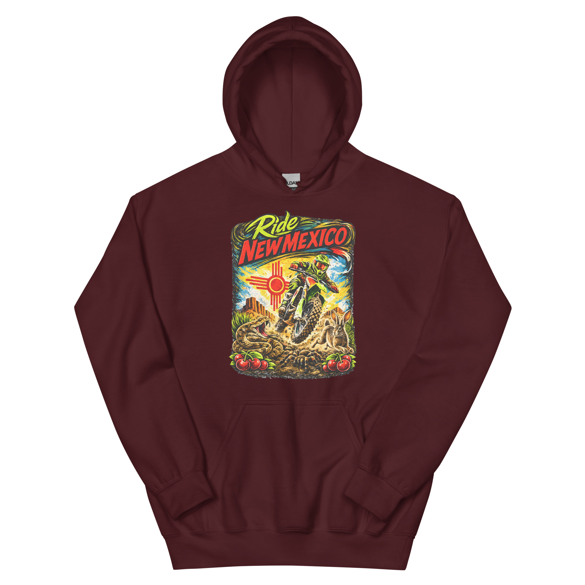 Chokecherry- Ride New Mexico Motocross Hoodie- Unisex Hoodie - Image 4