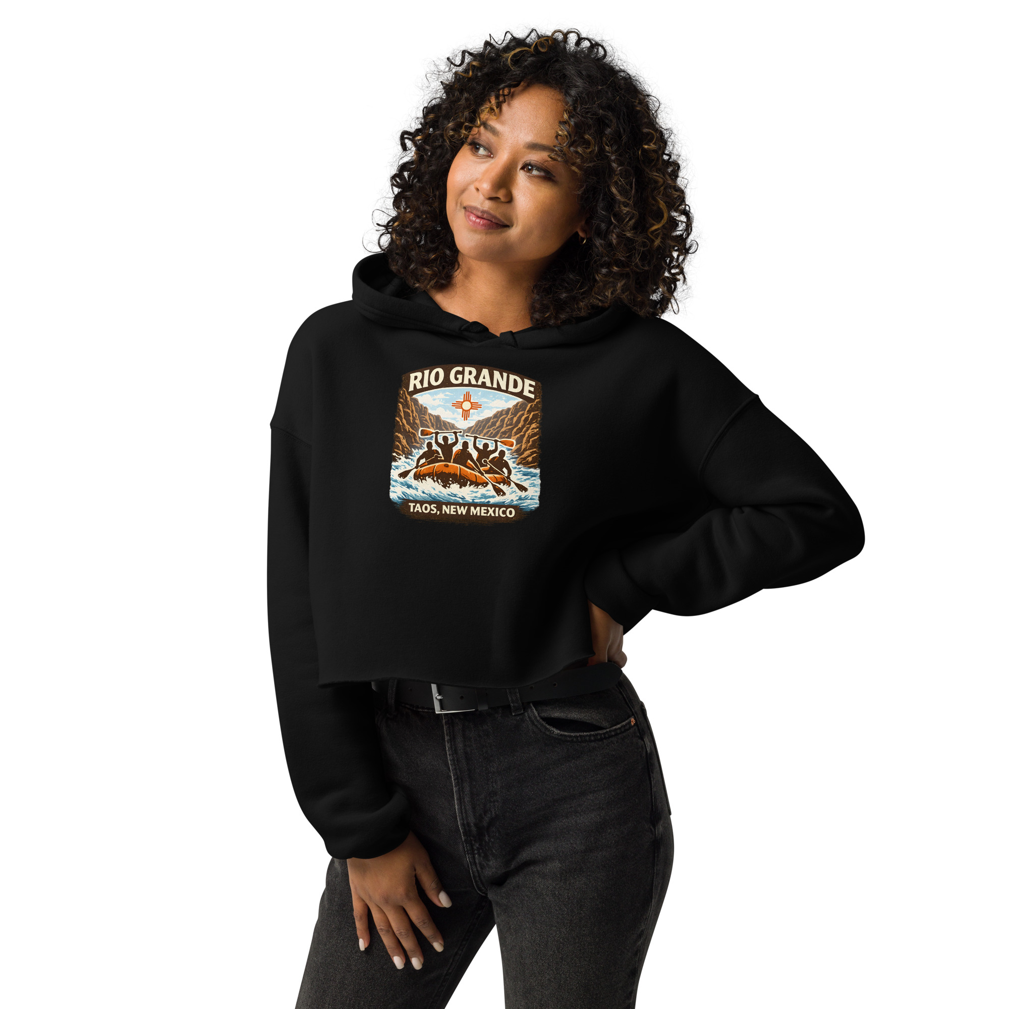 Rafting Rio Grande Taos, New Mexico - Crop Hoodie - Image 20
