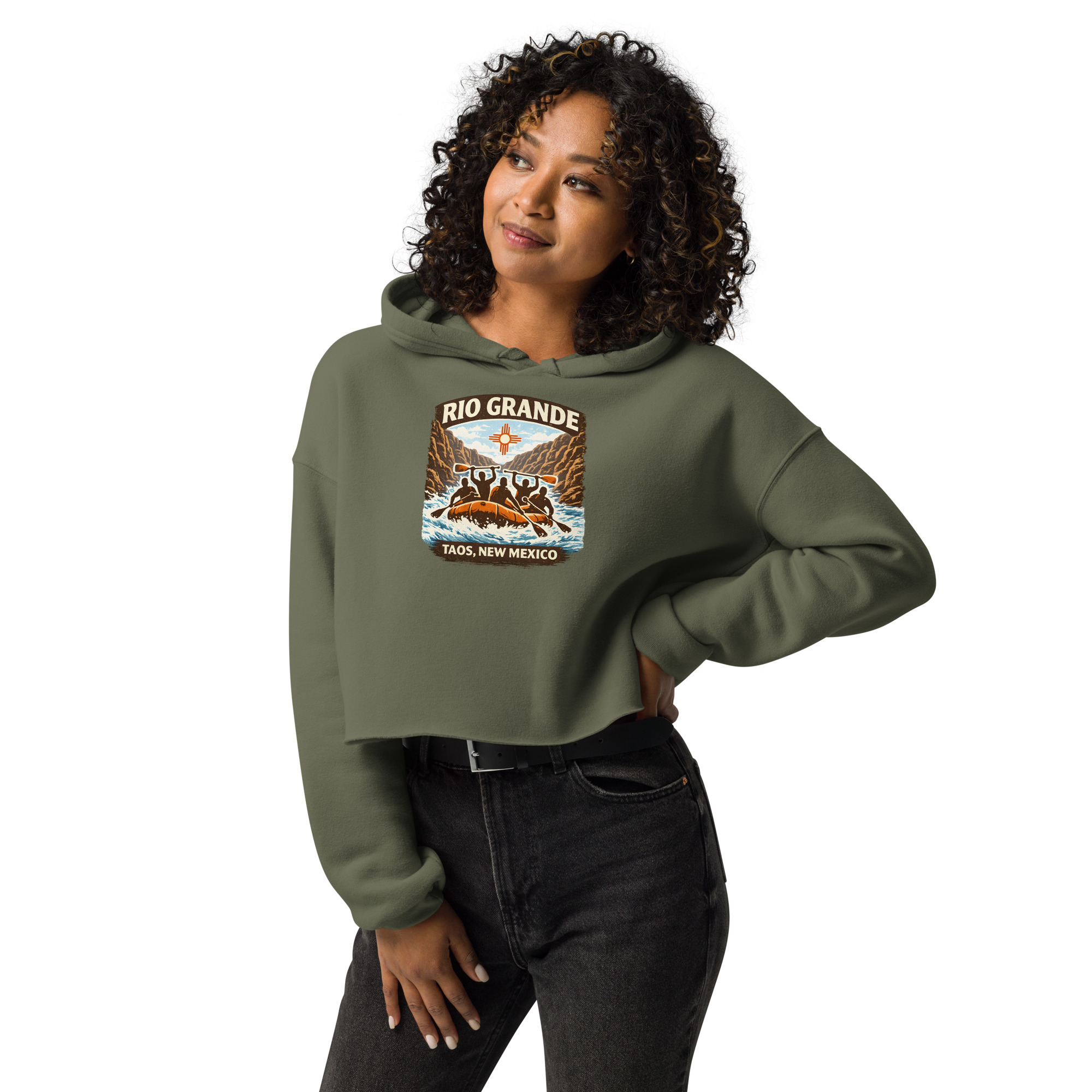 Rafting Rio Grande Taos, New Mexico - Crop Hoodie - Image 19