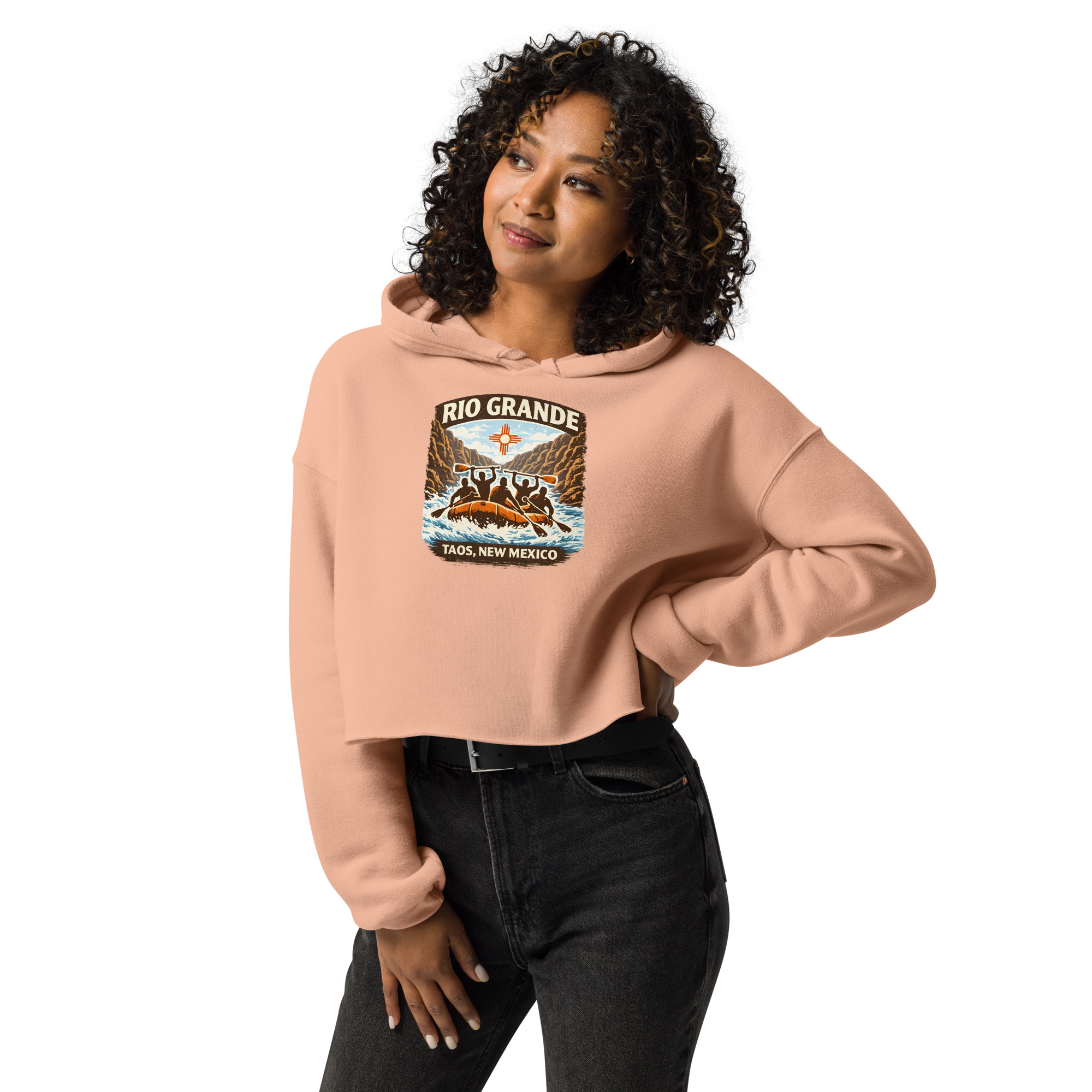 Rafting Rio Grande Taos, New Mexico - Crop Hoodie