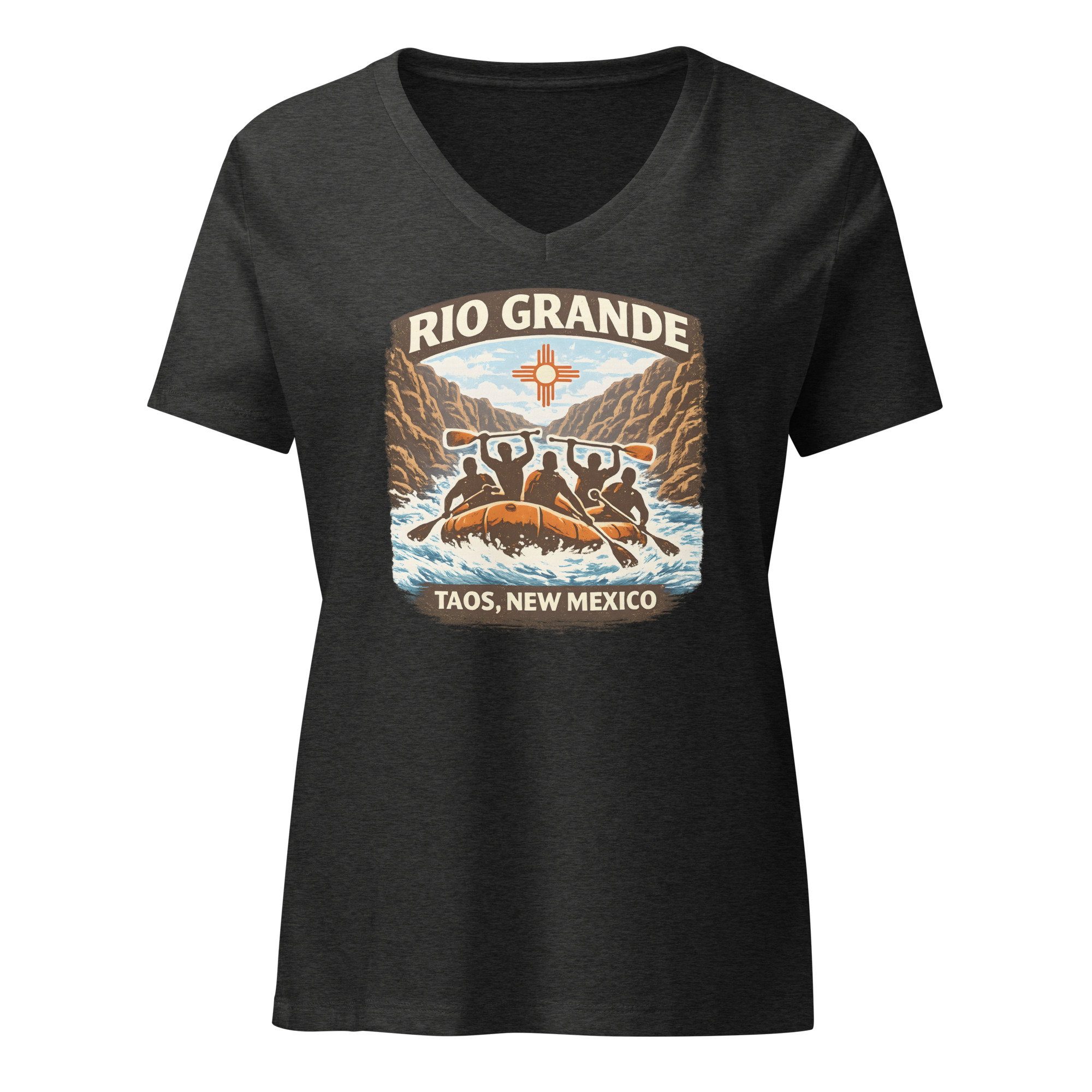 Rafting, Rio Grande, Taos, New Mexico -Women’s relaxed v-neck t-shirt - Image 4