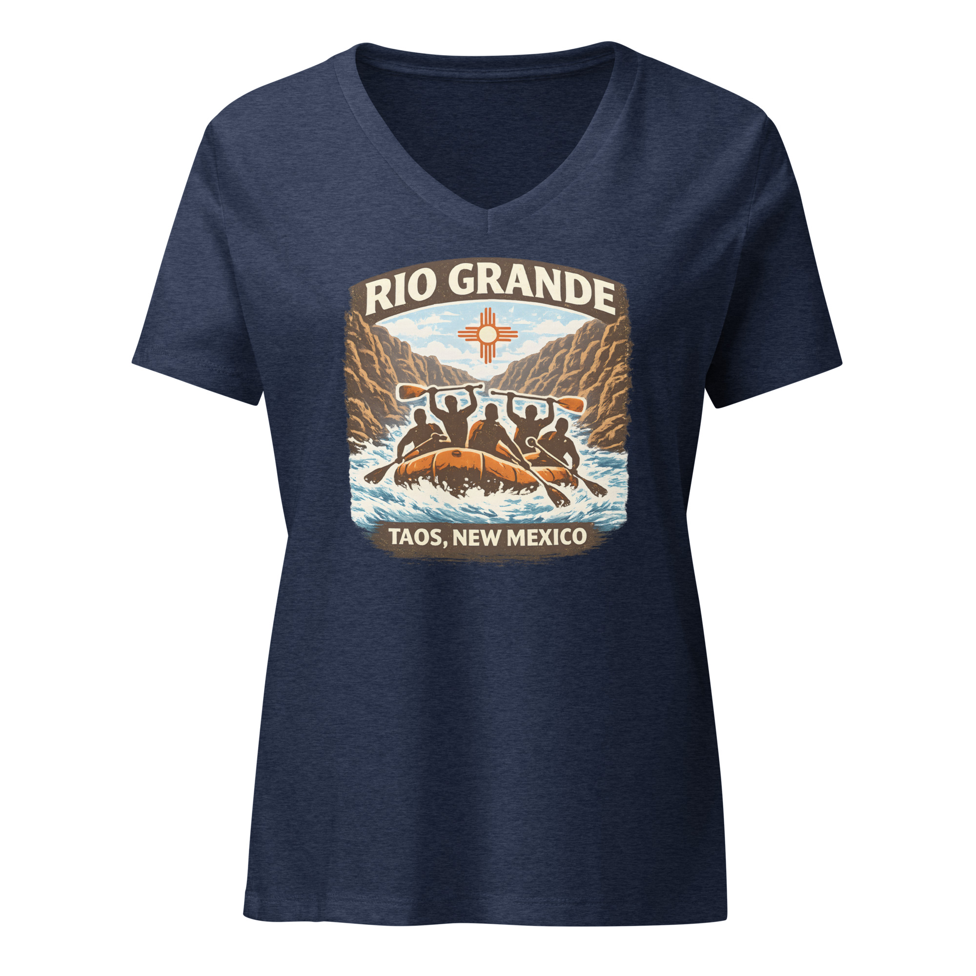 Rafting, Rio Grande, Taos, New Mexico -Women’s relaxed v-neck t-shirt - Image 3