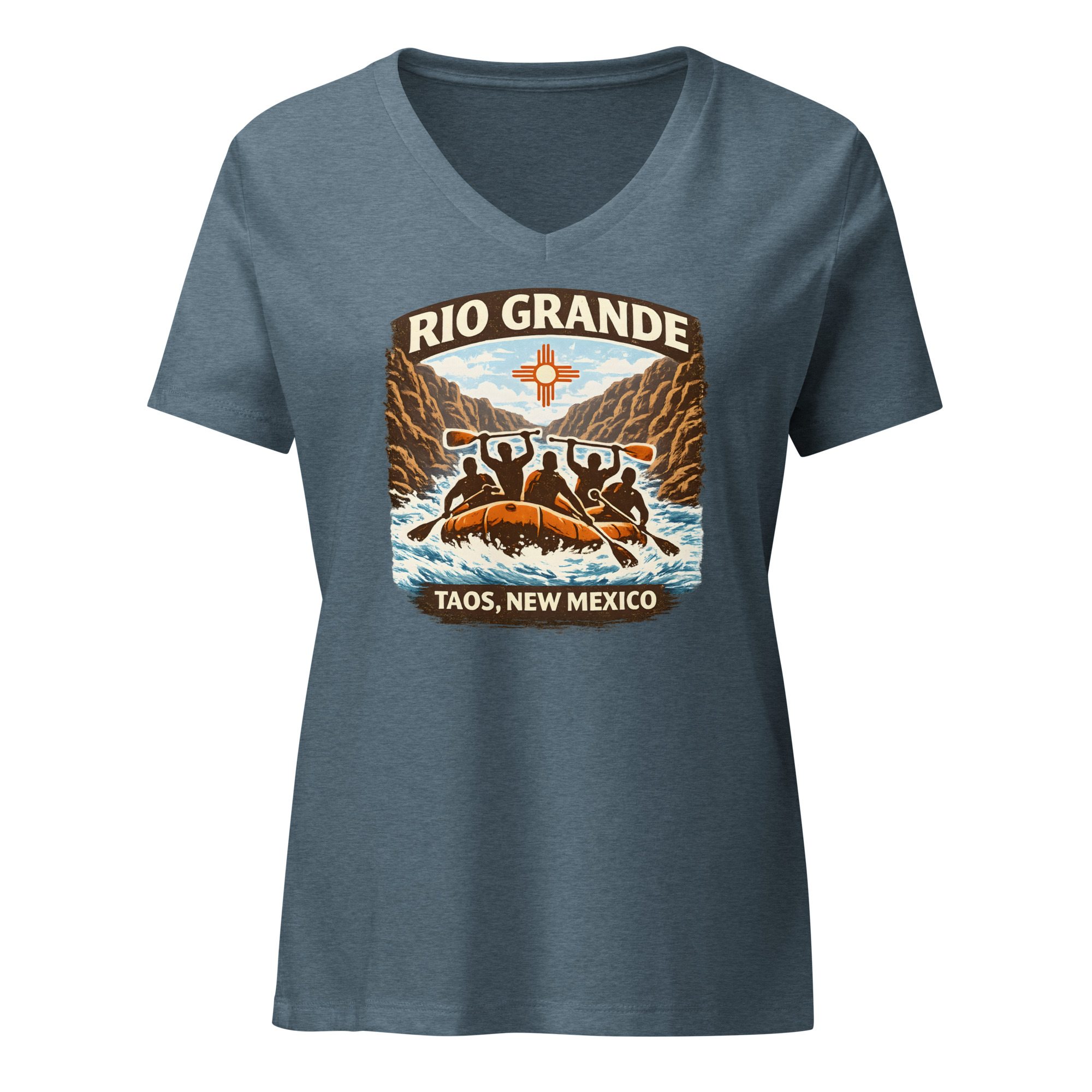 Rafting, Rio Grande, Taos, New Mexico -Women’s relaxed v-neck t-shirt - Image 5
