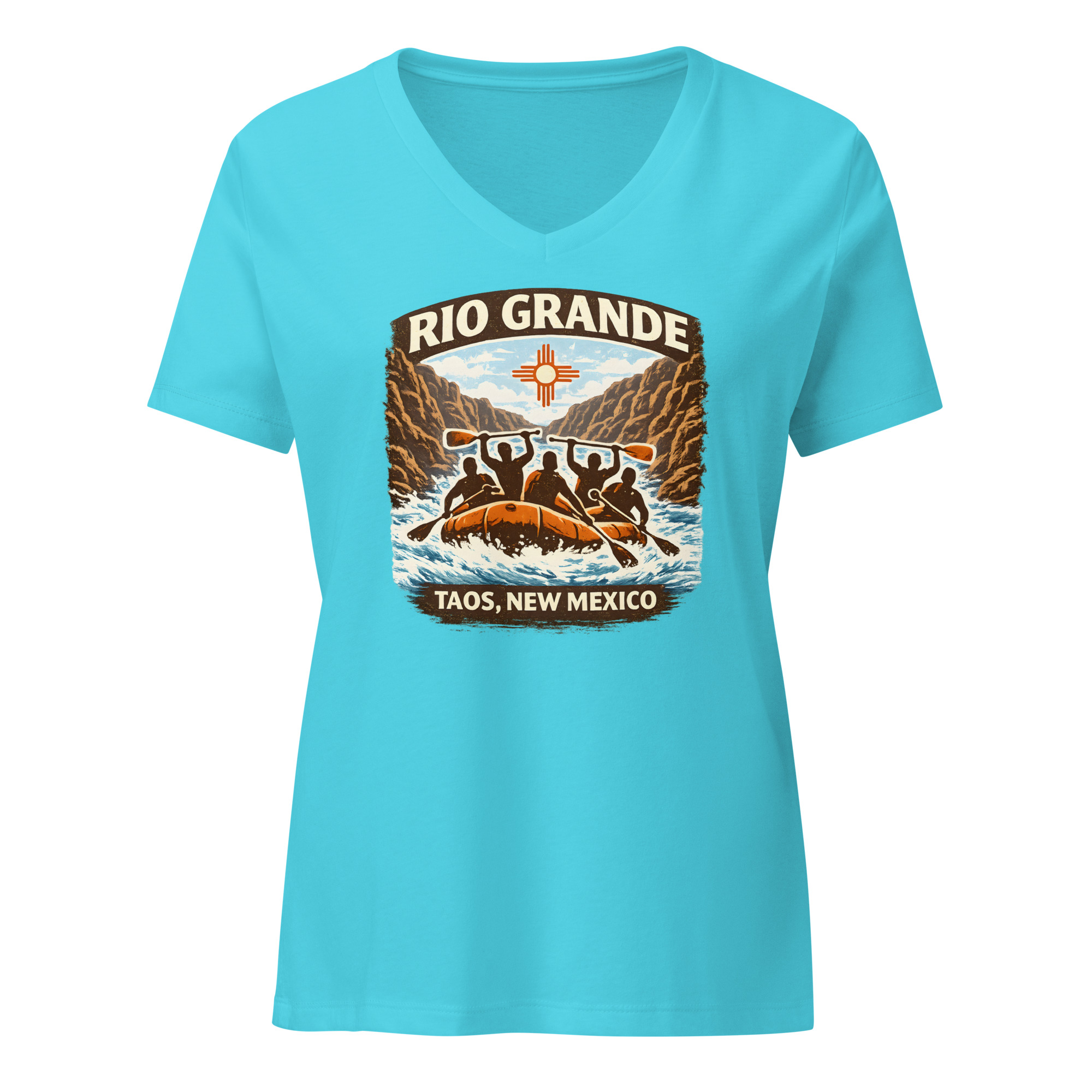 Rafting, Rio Grande, Taos, New Mexico -Women’s relaxed v-neck t-shirt - Image 7