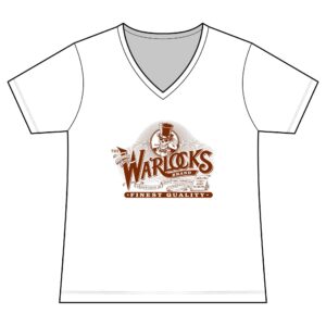 Warlocks Logo V-Neck Tee — Women's Vintage Skull Graphic Shirt