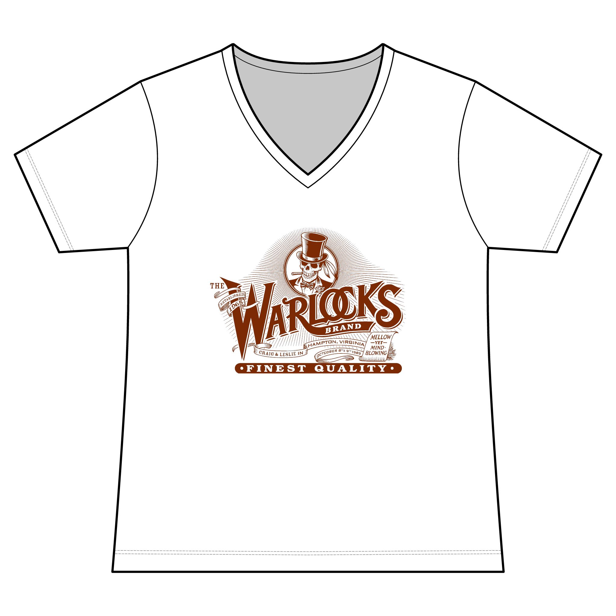 Warlocks Logo V-Neck Tee — Women's Vintage Skull Graphic Shirt