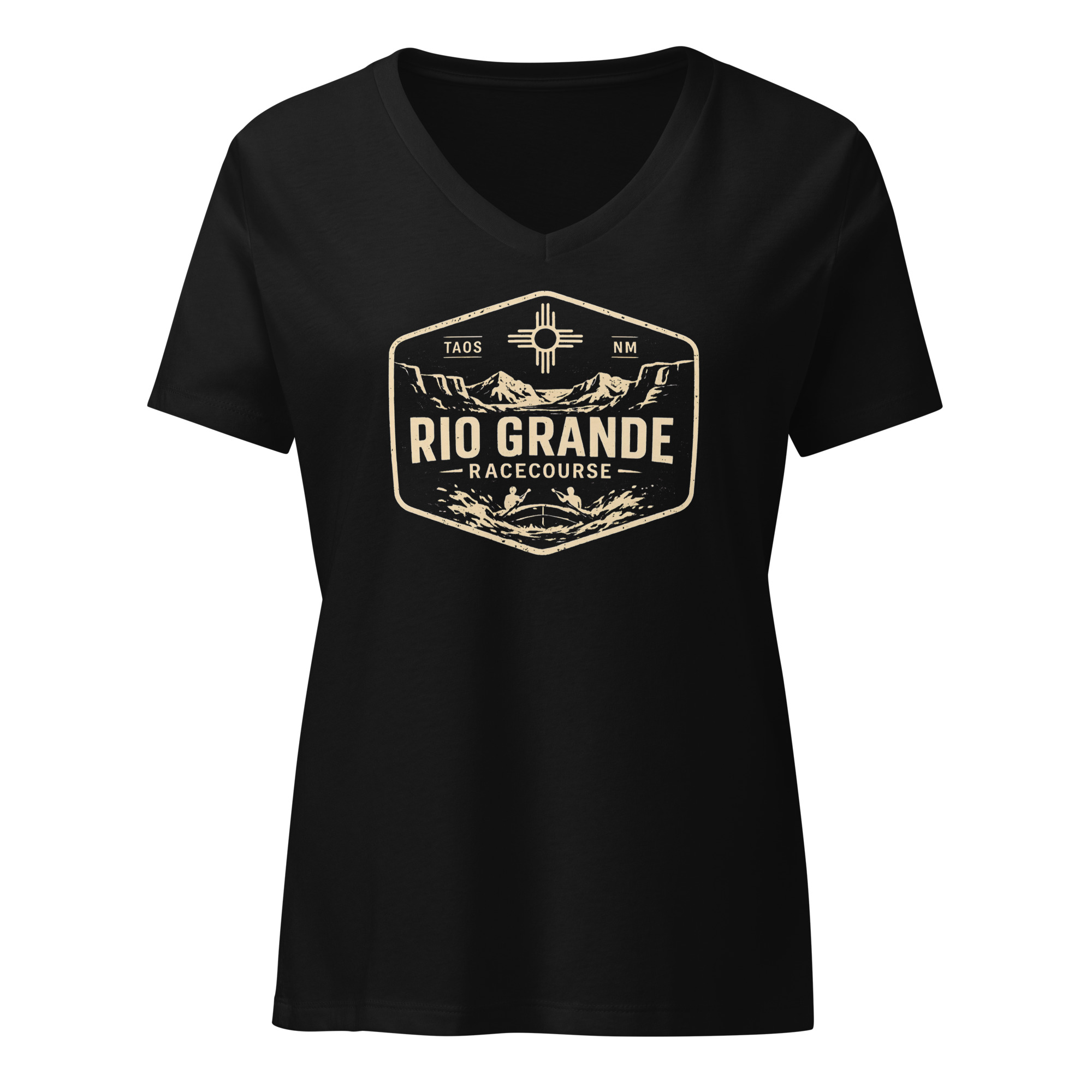 A Rio Grande Racecourse Women’s relaxed v-neck t-shirt AVAILABLE IN MULTIPLE COLORS —TAP to CHOOSE COLOR - Image 2