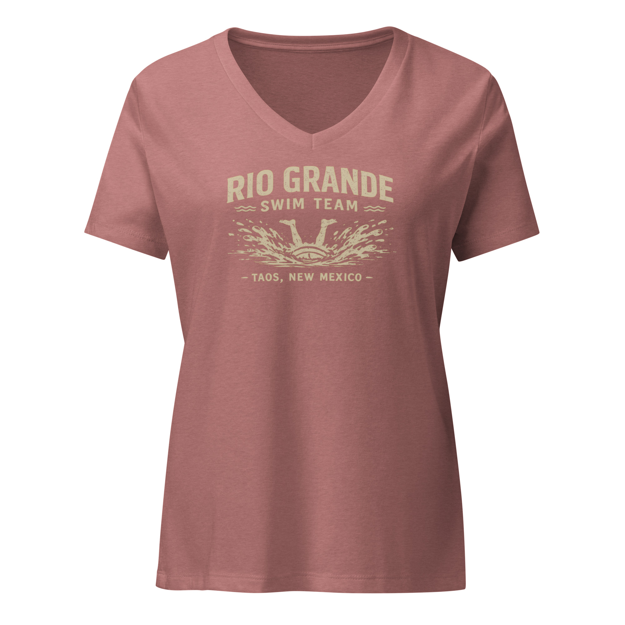 Rio Grande Swim Team Taos, New Mexico Women’s relaxed v-neck t-shirt AVAILABLE IN MULTIPLE COLORS —TAP to CHOOSE COLOR