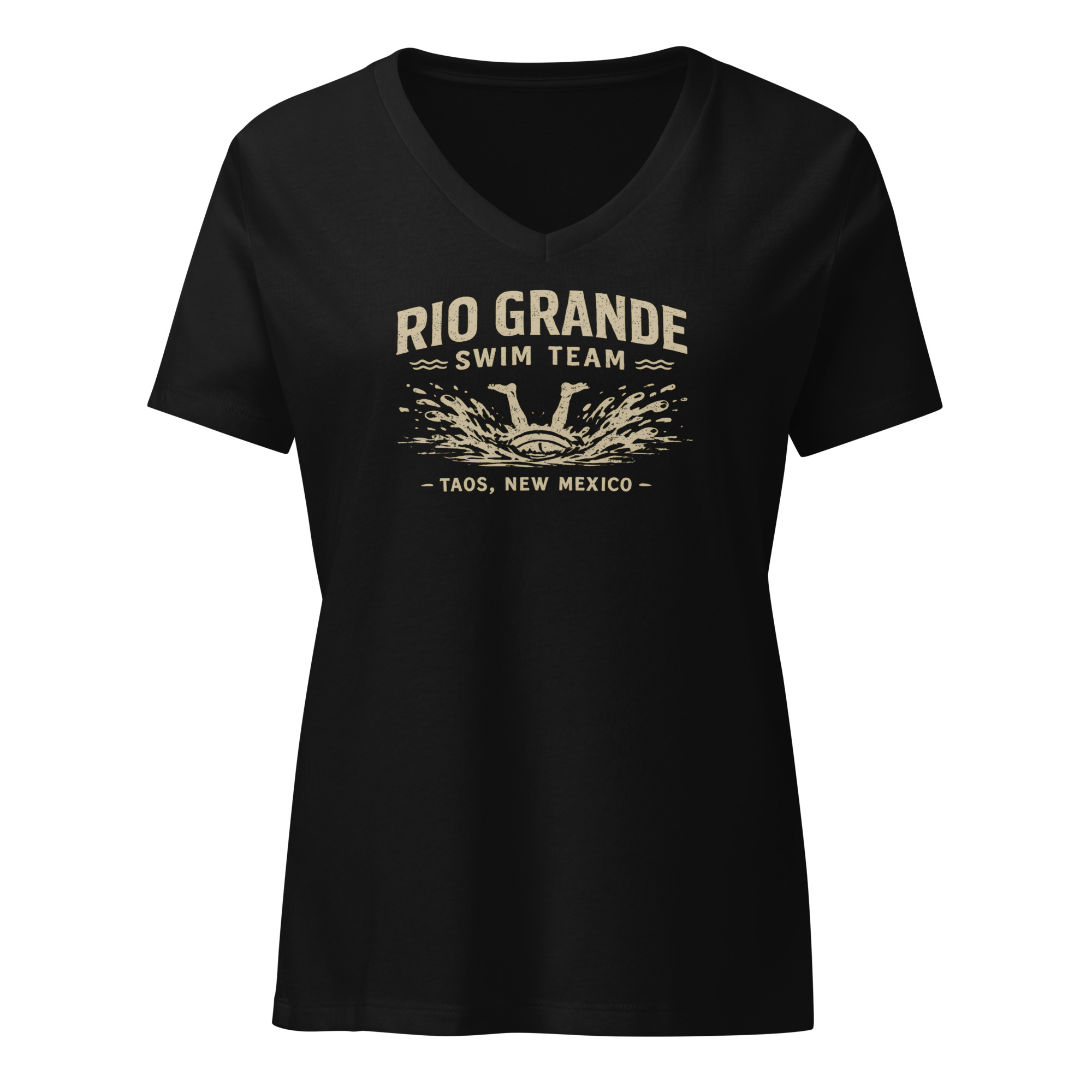 Rio Grande Swim Team Taos, New Mexico Women’s relaxed v-neck t-shirt AVAILABLE IN MULTIPLE COLORS —TAP to CHOOSE COLOR - Image 2