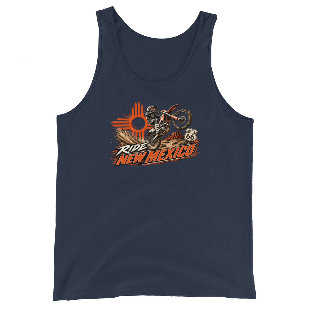 Ride New Mexico Route 66 Desert Challenge Unisex Tank Top— AVAILABLE IN MULTIPLE COLORS —TAP to CHOOSE COLOR - Image 2