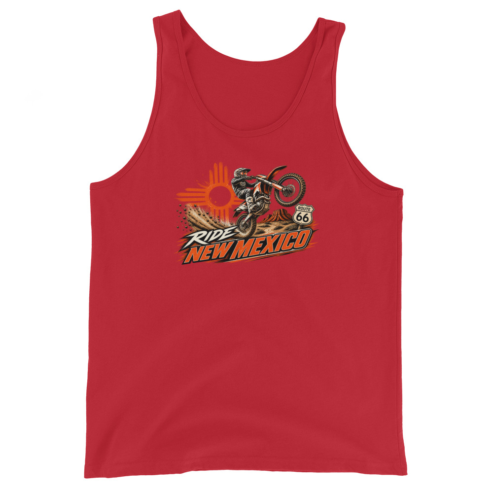 Ride New Mexico Route 66 Desert Challenge Unisex Tank Top— AVAILABLE IN MULTIPLE COLORS —TAP to CHOOSE COLOR - Image 3