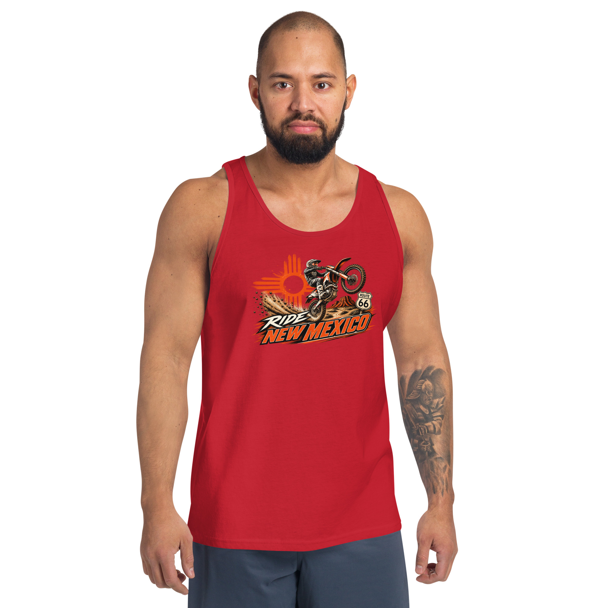 Ride New Mexico Route 66 Desert Challenge Unisex Tank Top— AVAILABLE IN MULTIPLE COLORS —TAP to CHOOSE COLOR - Image 9