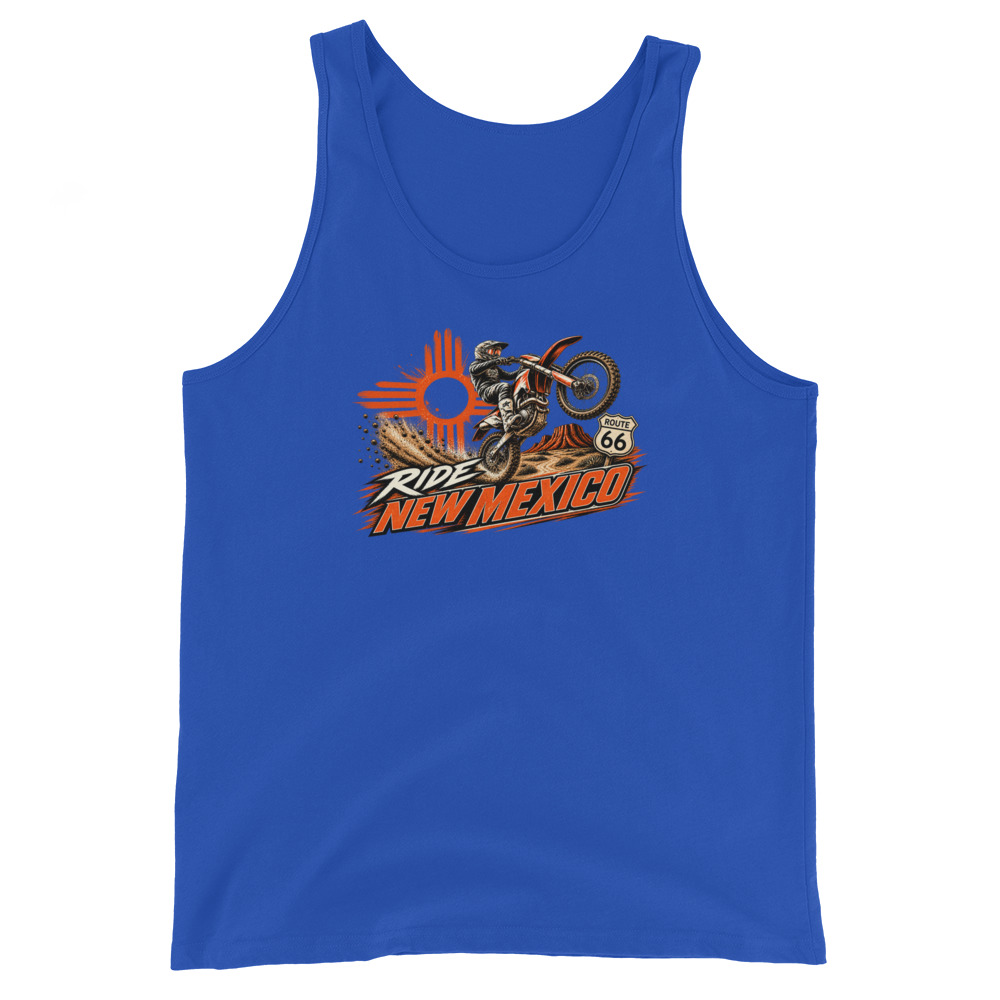 Ride New Mexico Route 66 Desert Challenge Unisex Tank Top— AVAILABLE IN MULTIPLE COLORS —TAP to CHOOSE COLOR - Image 4