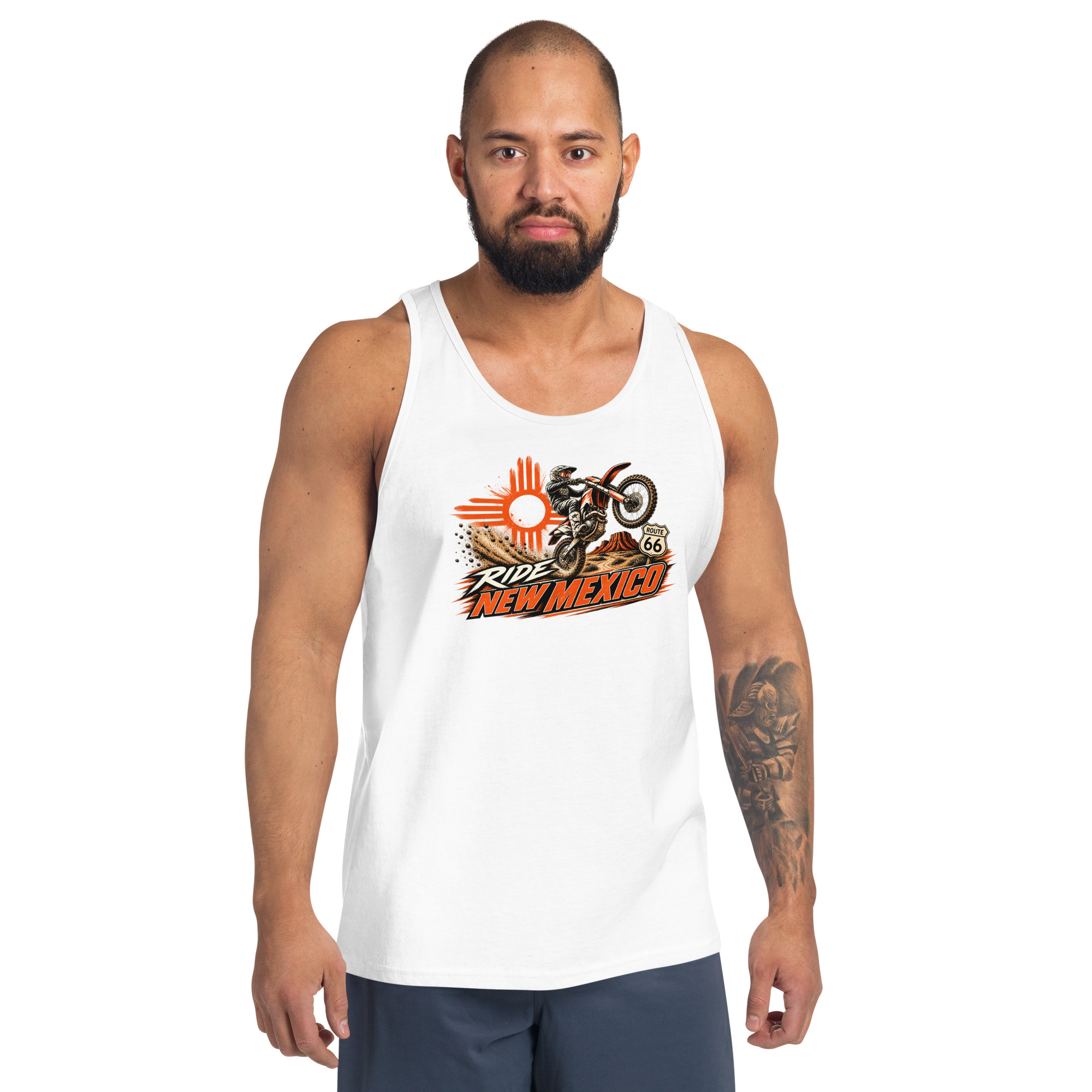 Ride New Mexico Route 66 Desert Challenge Unisex Tank Top— AVAILABLE IN MULTIPLE COLORS —TAP to CHOOSE COLOR - Image 12
