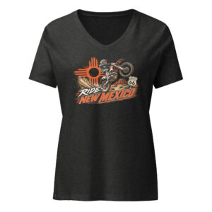 Ride New Mexico Route 66 Desert Challenge Women’s relaxed v-neck t-shirt— AVAILABLE IN MULTIPLE COLORS —TAP to CHOOSE COLOR